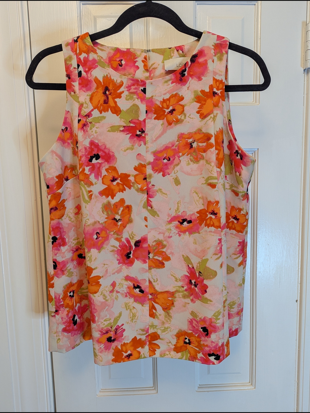 LOFT Floral Sleeveless Tank - Pink, Orange & Cream